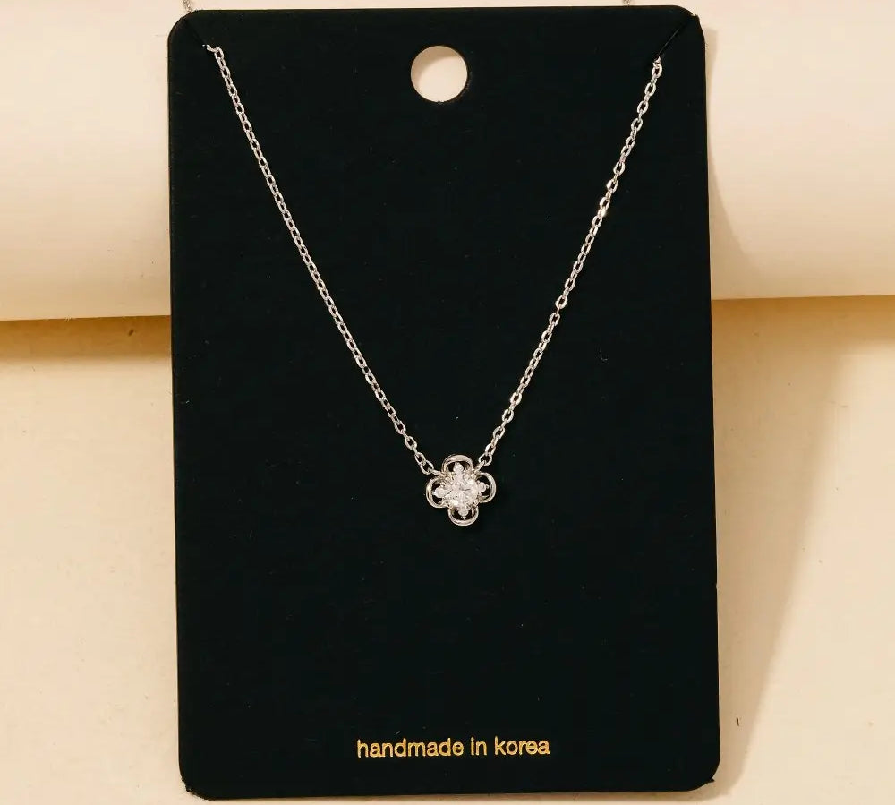 Cz Cluster Clover Pendant Necklace