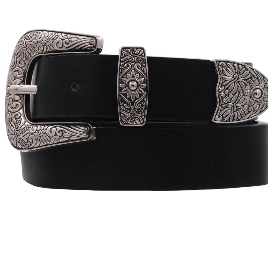 Sun Flora Leather Western Belt