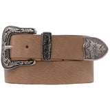 Floral Embossed Buckle Western Belt