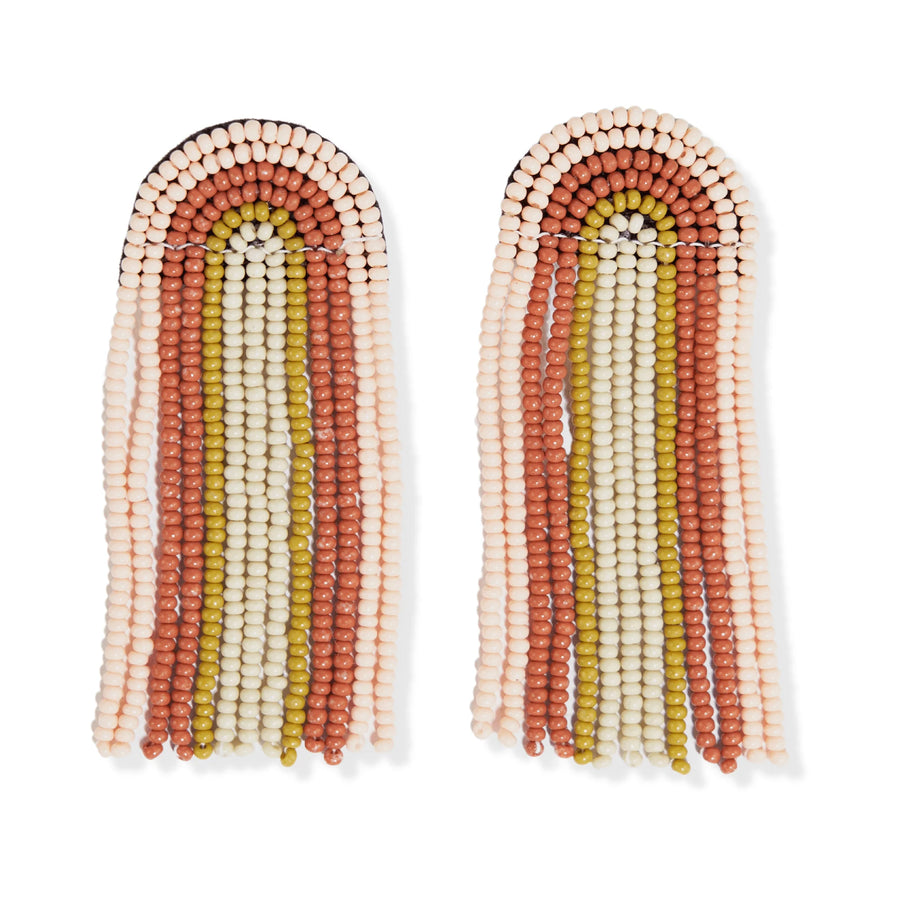 Skylar Rainbow Stripe Beaded Fringe Earrings