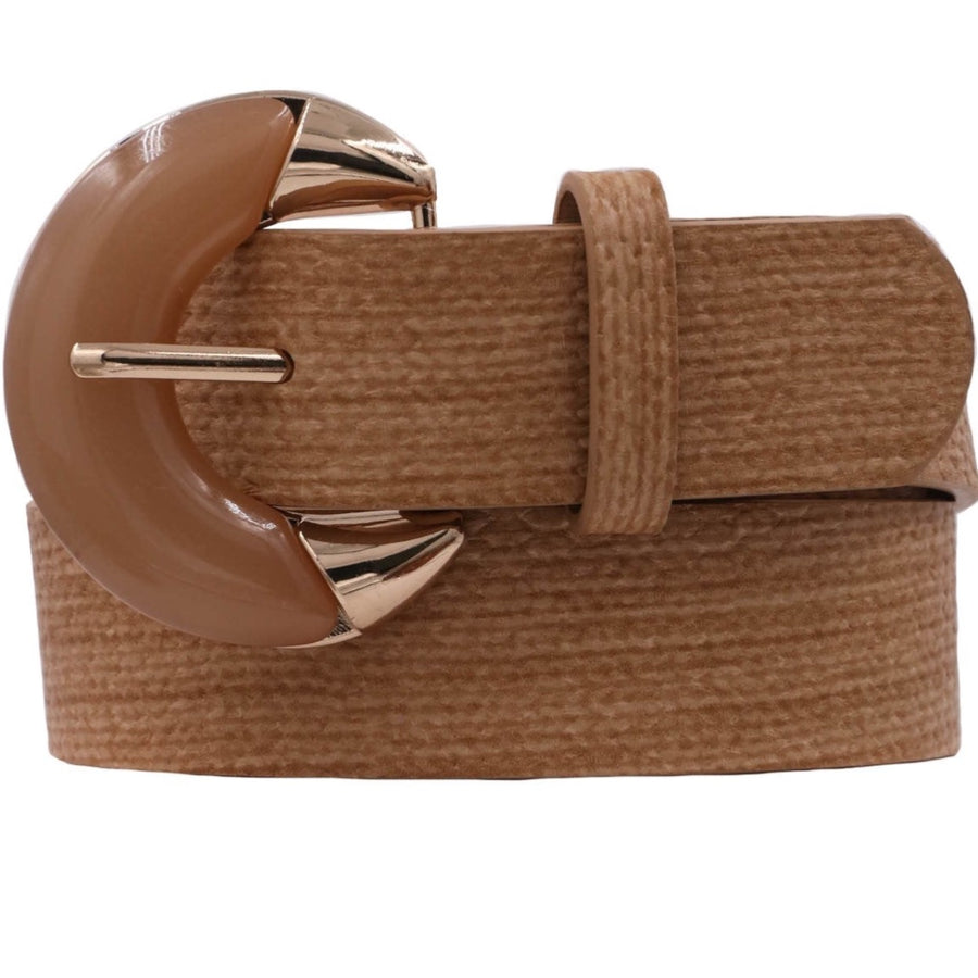 Crescent Buckle Basket Weave Belt