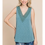 Plus Lace Neckline Tank Top