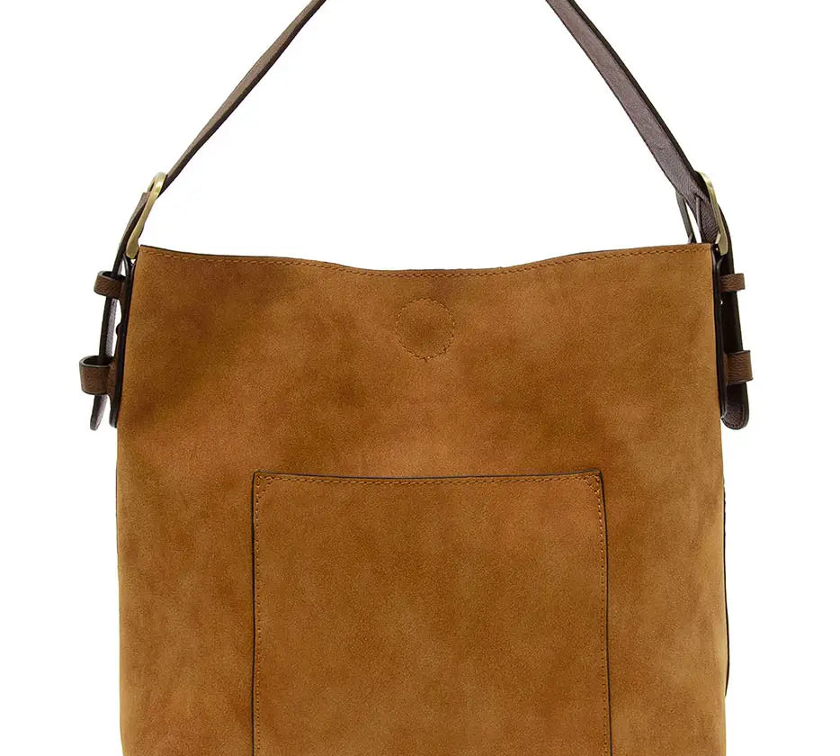 Hobo Handle Faux Suede Handbag