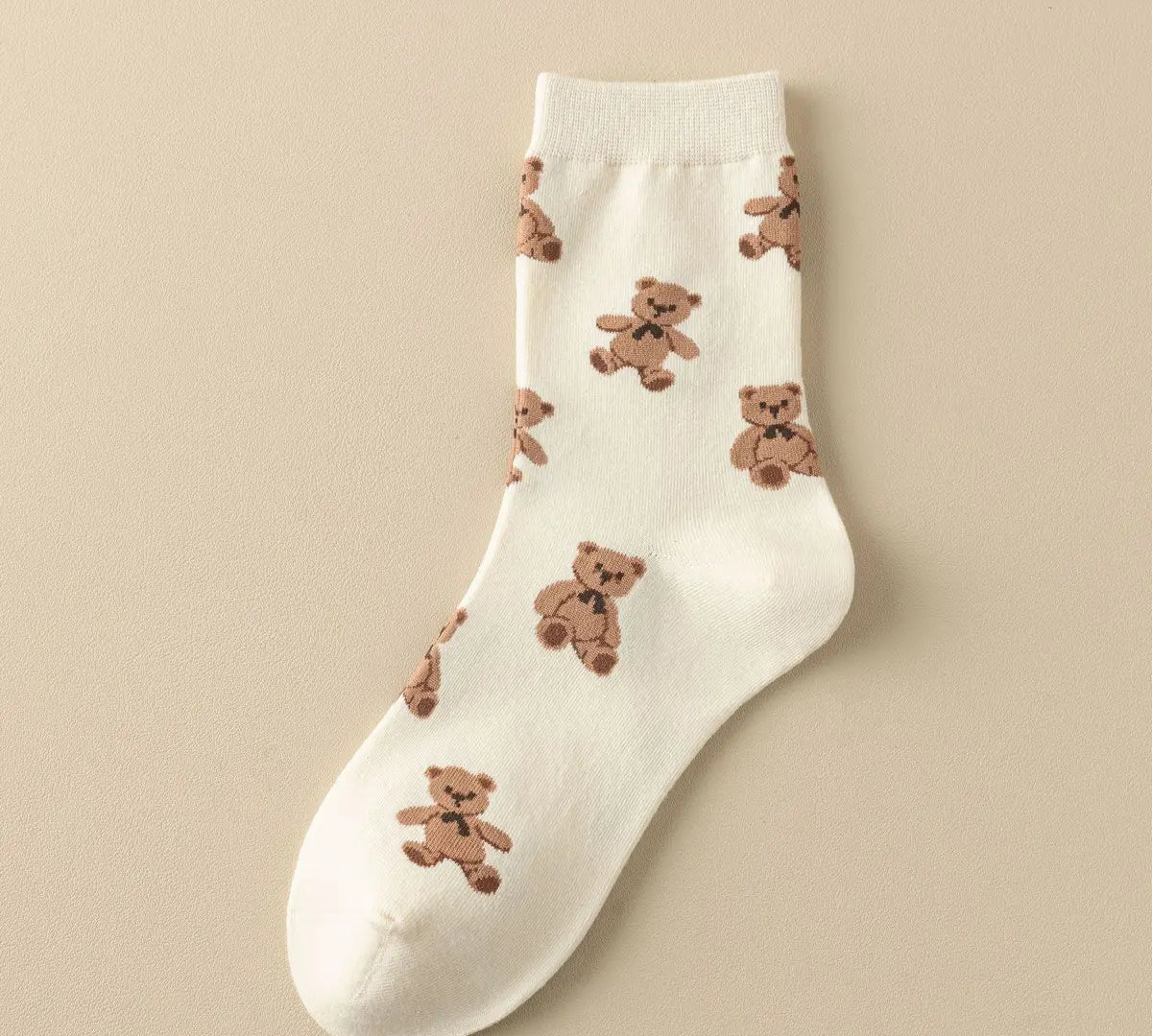 Simple Brown Bear Pattern Sock