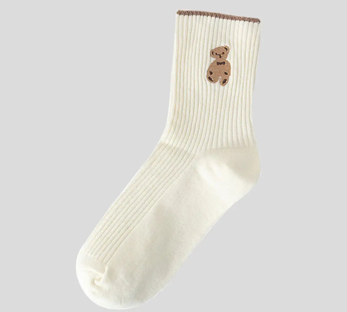 Brown Bear Embroidery Sock