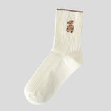 Brown Bear Embroidery Sock