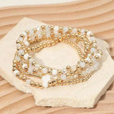 Cross Charm Beaded Stretch Layered Bracelet