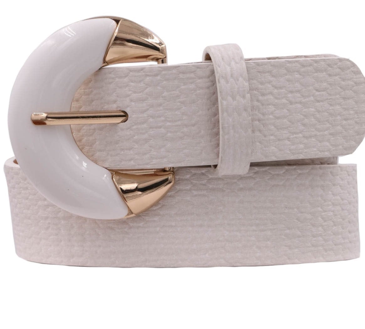 Crescent Buckle Basket Weave Belt