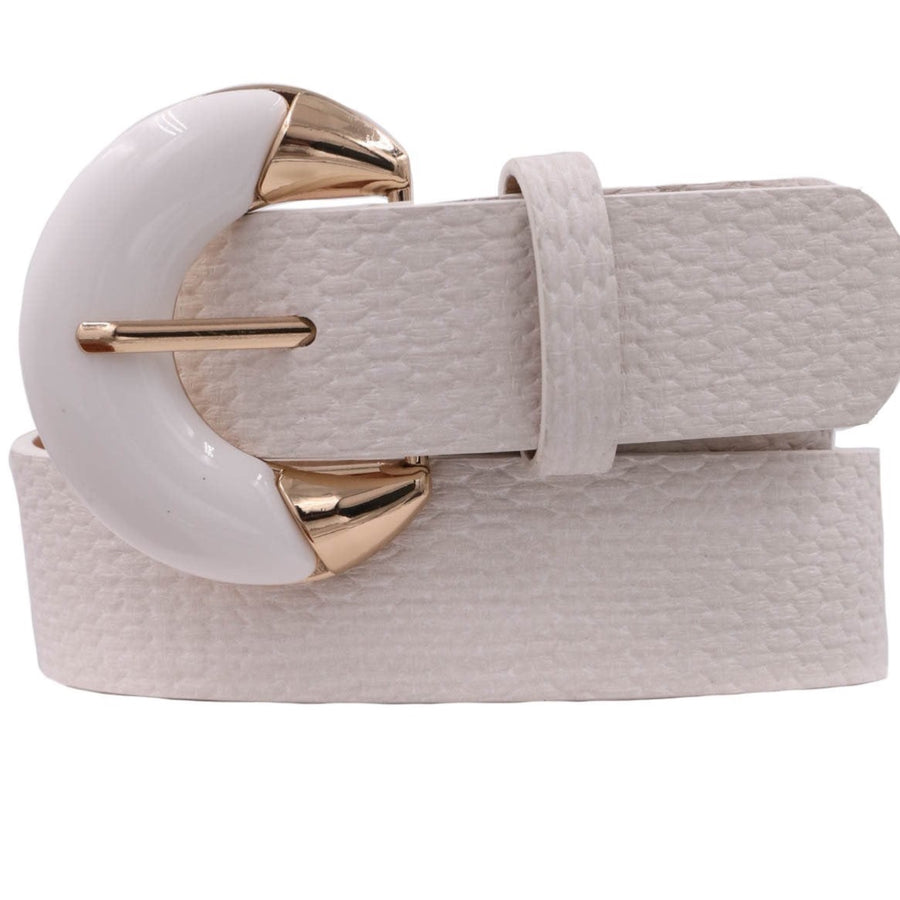 Crescent Buckle Basket Weave Belt