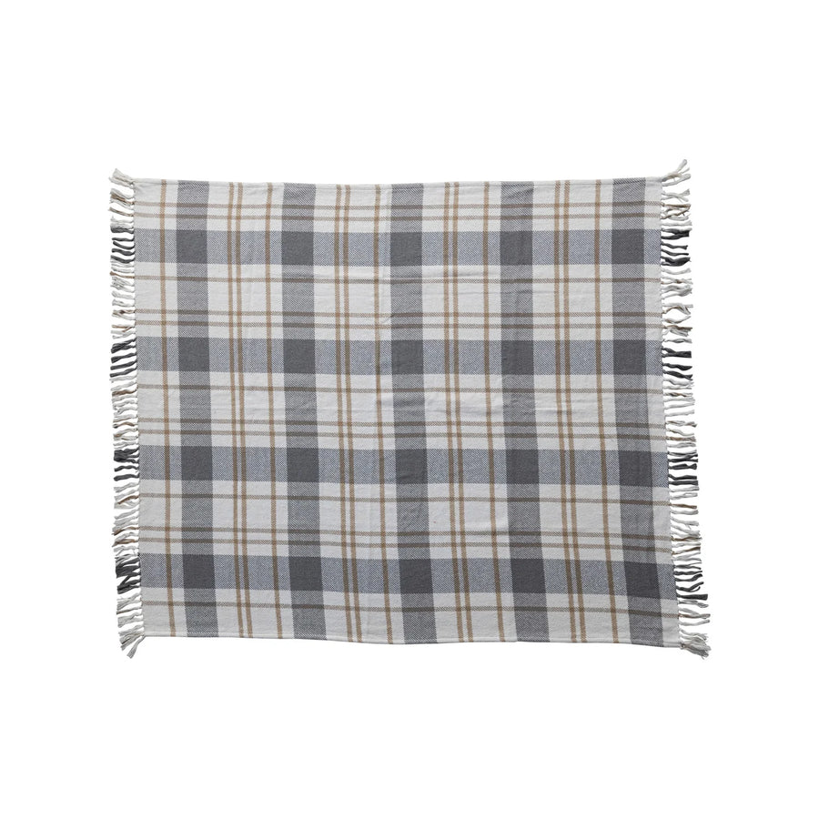 Brushed Cotton Flannel Throw w/Fringe 60x50”