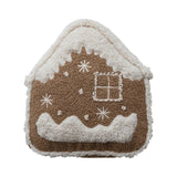 Boucle & Faux Sherpa Gingerbread House Pillow 13”