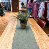 Green Linen Blend Table Runner w/ Fray Edges 108x14