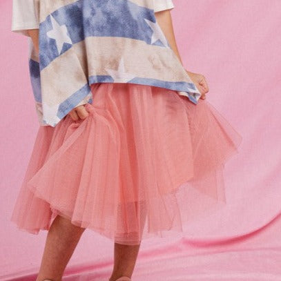 Girls Solid Layered Tulle Skirt