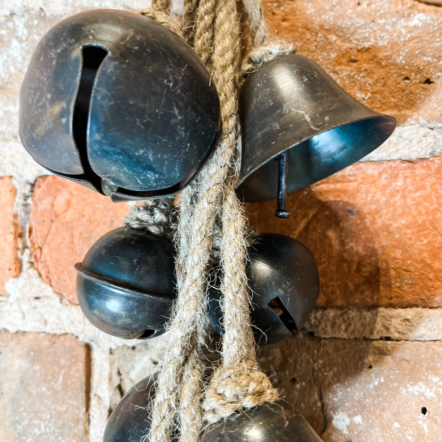 Black Metal Bells on Jute Hanger 15”