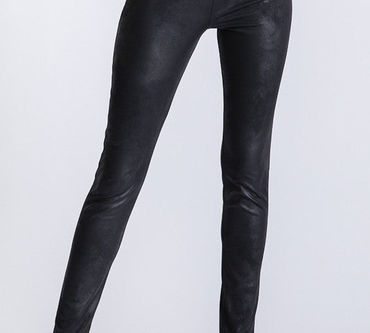 Plus High Waist Leather Leggings