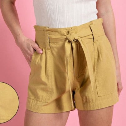 Mineral Wash High Waist Pocket Shorts