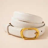 Gold Oval Buckle White Belt