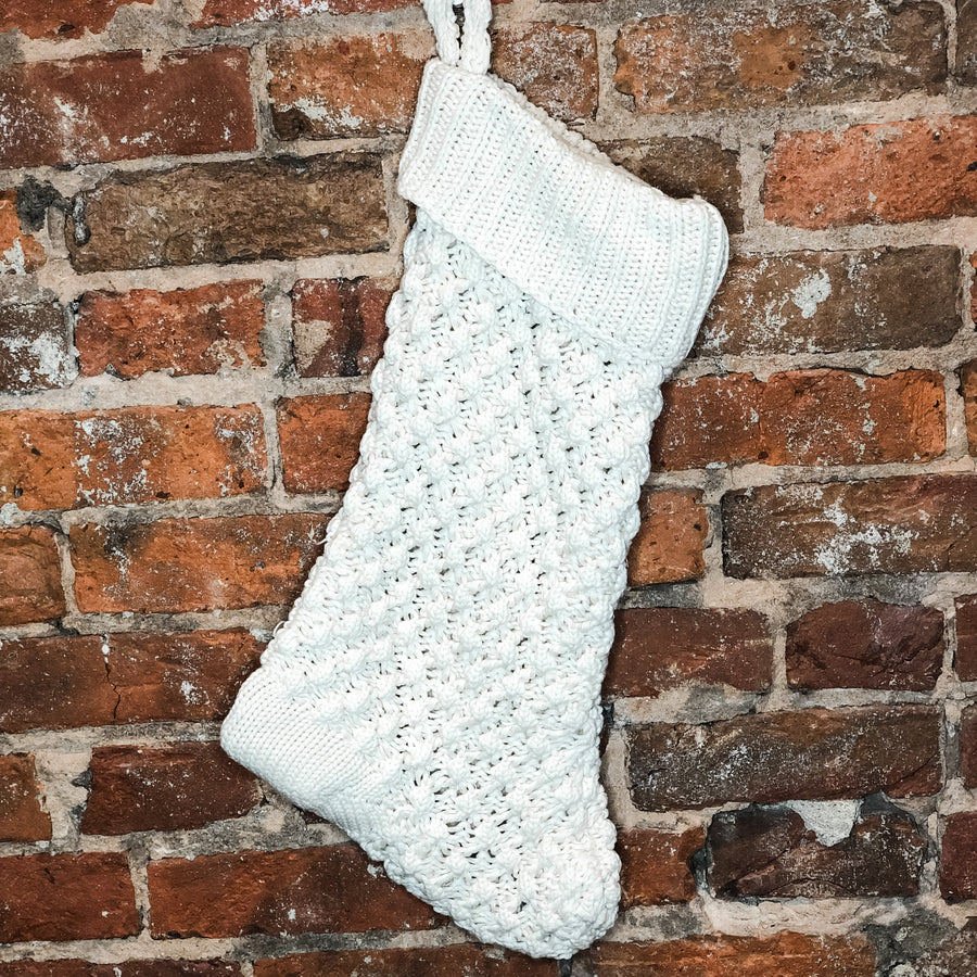 Cream Cotton Knit Stocking 20”