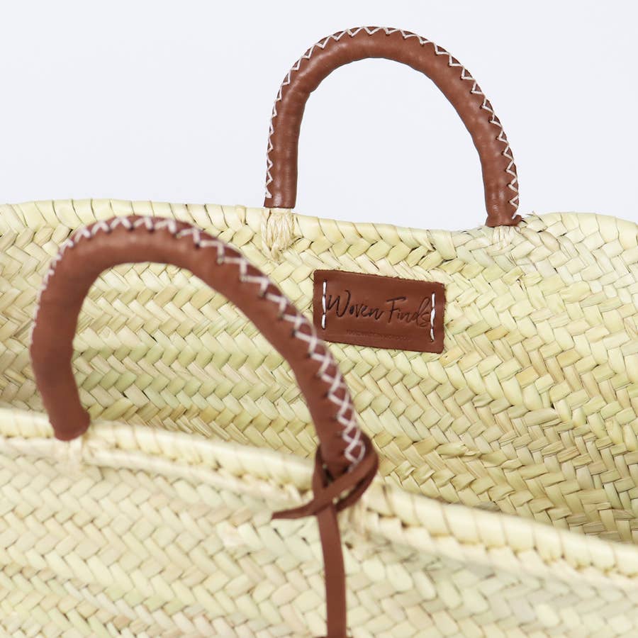 Straw French Basket With Leather Tassel