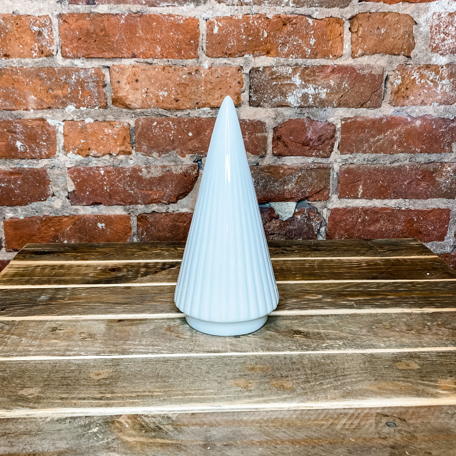 Matte White Ceramic Ribbed Christmas Tree