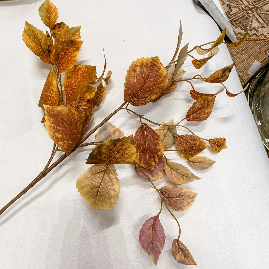 Yellow & Rust Birch Leaves Stem 34"