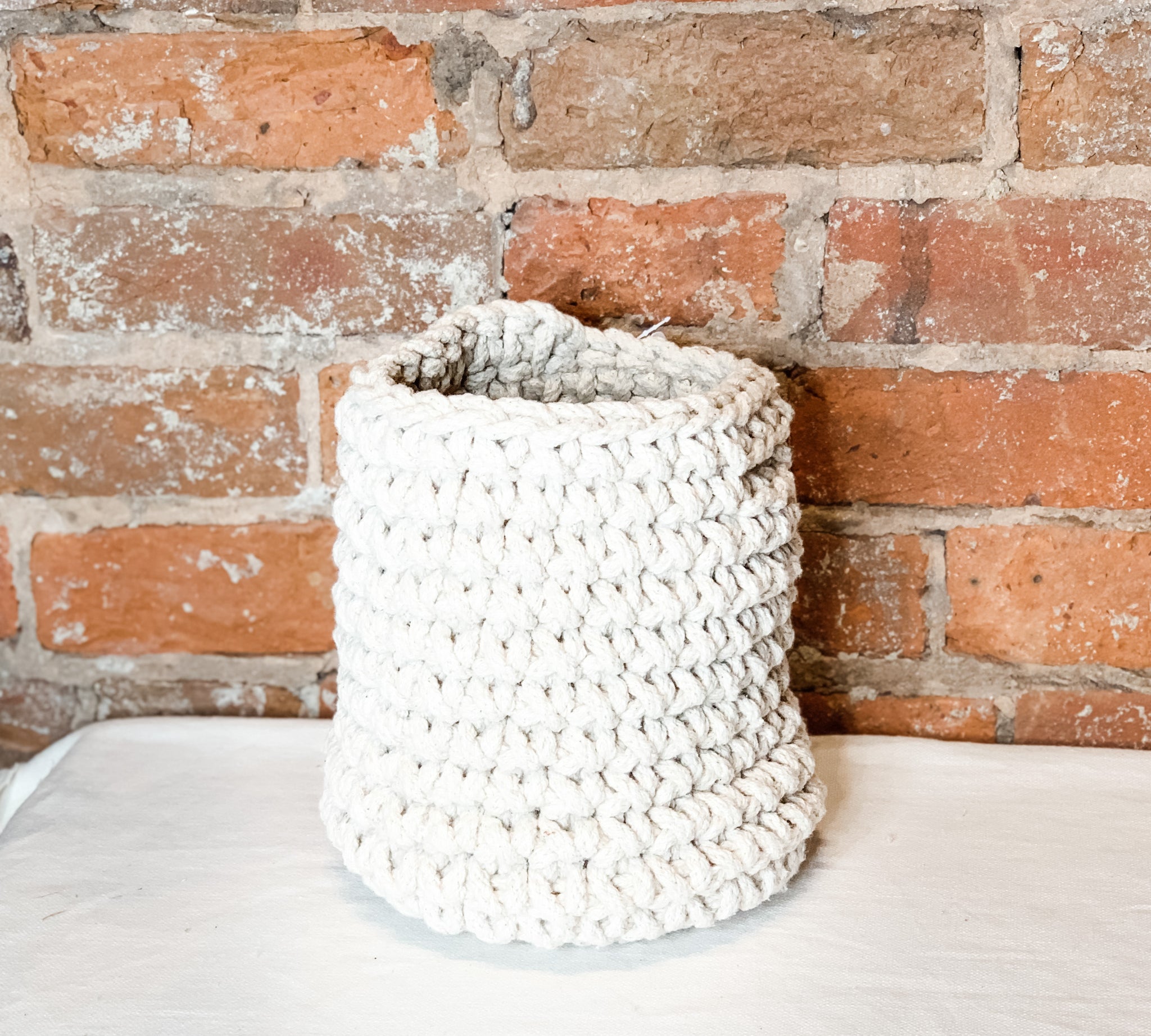 Cream Woven Rope Basket