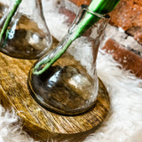 Bud Vases on Wood Tray 11.75"