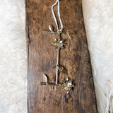 Metal Letter Orn w/ Flowers & Leaves 5.5”