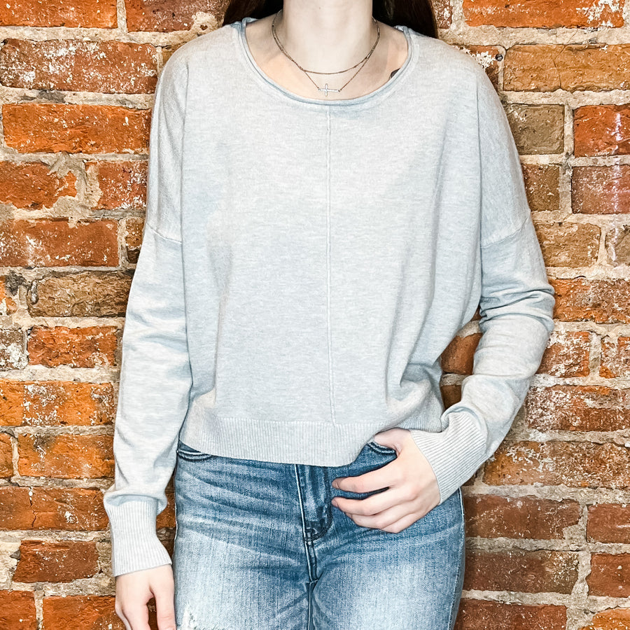 Cropped Front Seam Soft Sweater