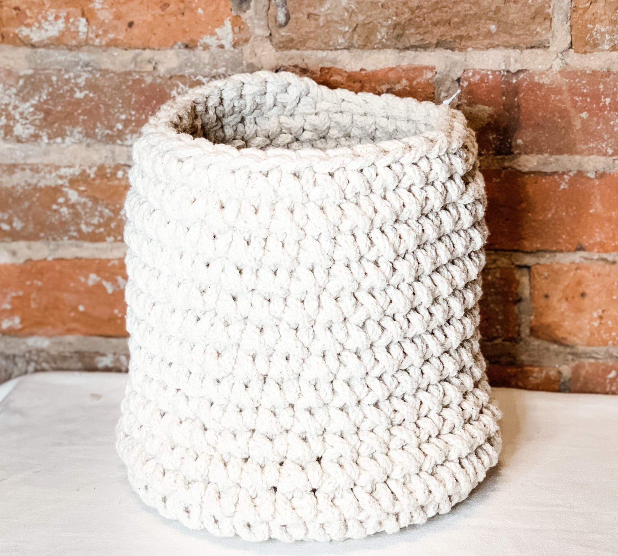Cream Woven Rope Basket