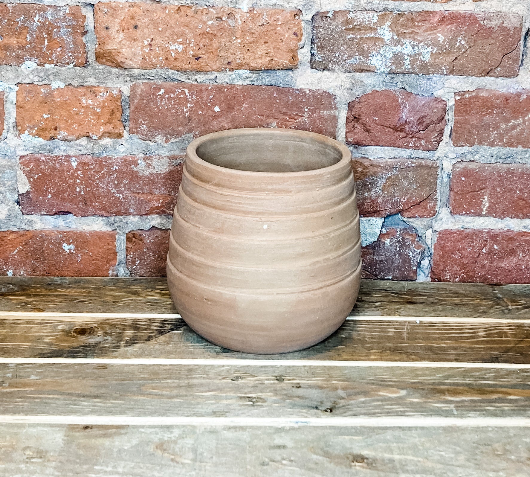 Wide Ribbed Terracotta Pot
