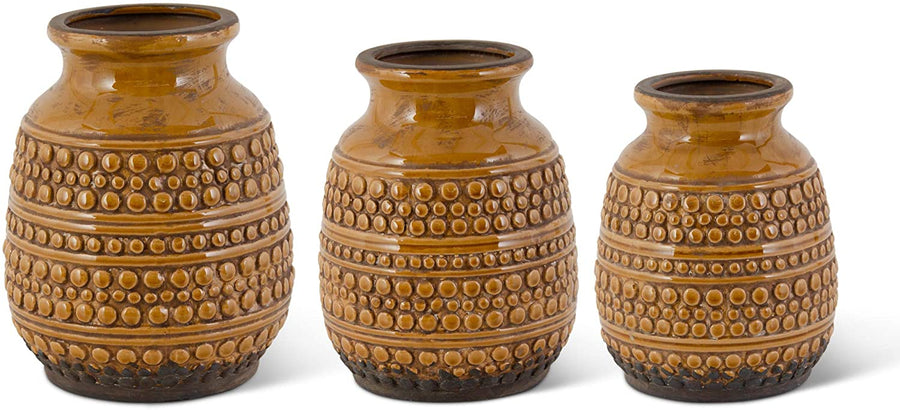 Golden Brown Bubble Textured Ceramic Vase