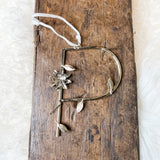 Metal Letter Orn w/ Flowers & Leaves 5.5”