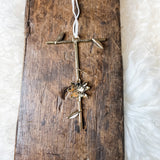 Metal Letter Orn w/ Flowers & Leaves 5.5”