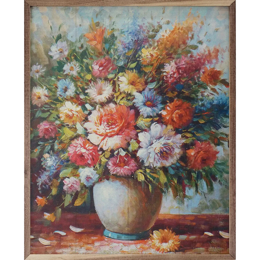 Bright Florals In Vase Wood Sign 8x10