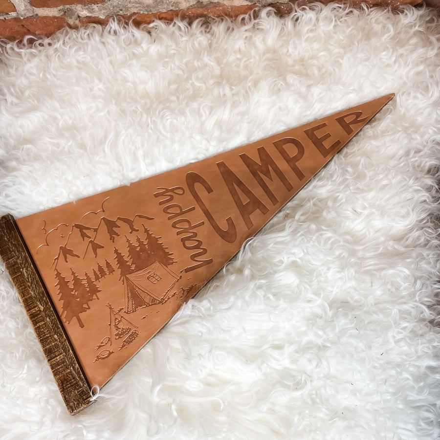 Stamped Leather Pennant Banner Wall Decor