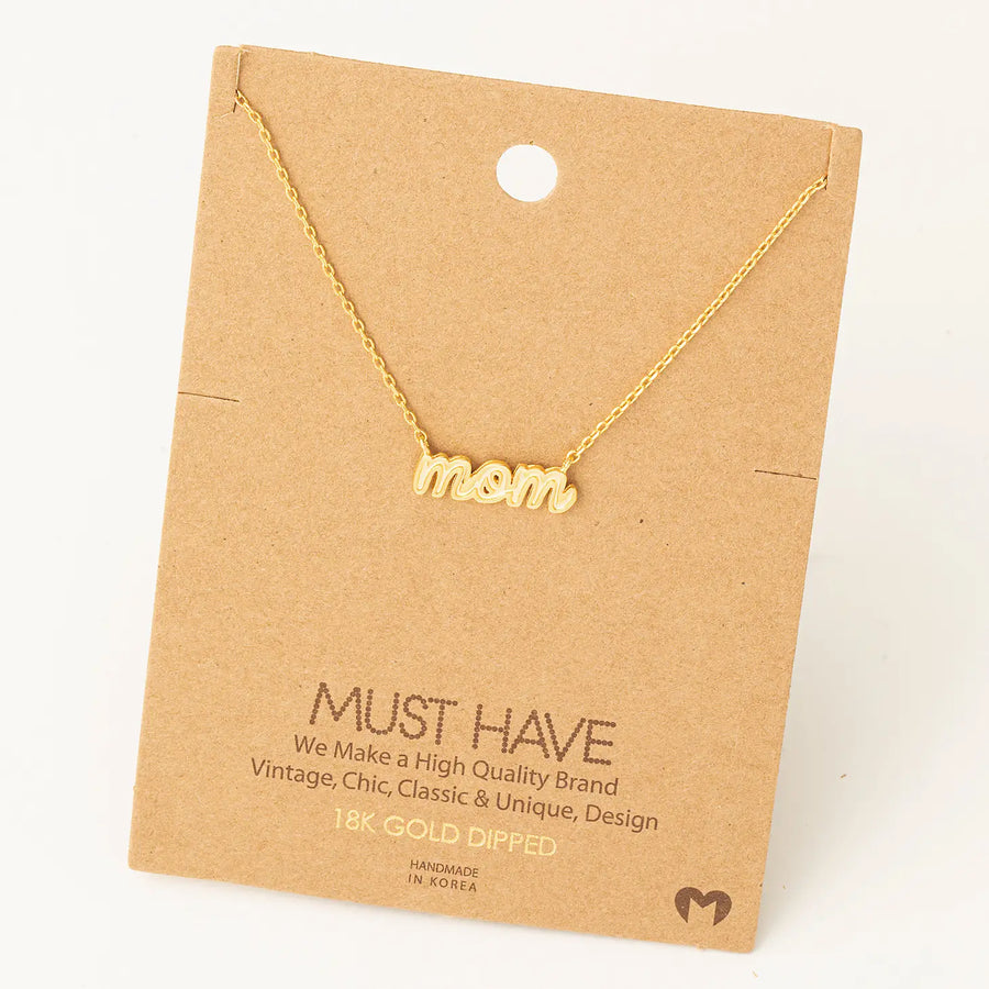 Handwritten Mom Pendant Necklace