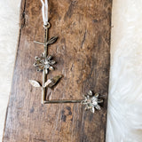 Metal Letter Orn w/ Flowers & Leaves 5.5”