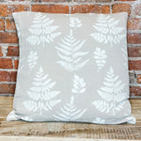 Beige Cotton Jacquard Pillow w/ Fern Pattern 24”