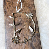 Metal Letter Orn w/ Flowers & Leaves 5.5”