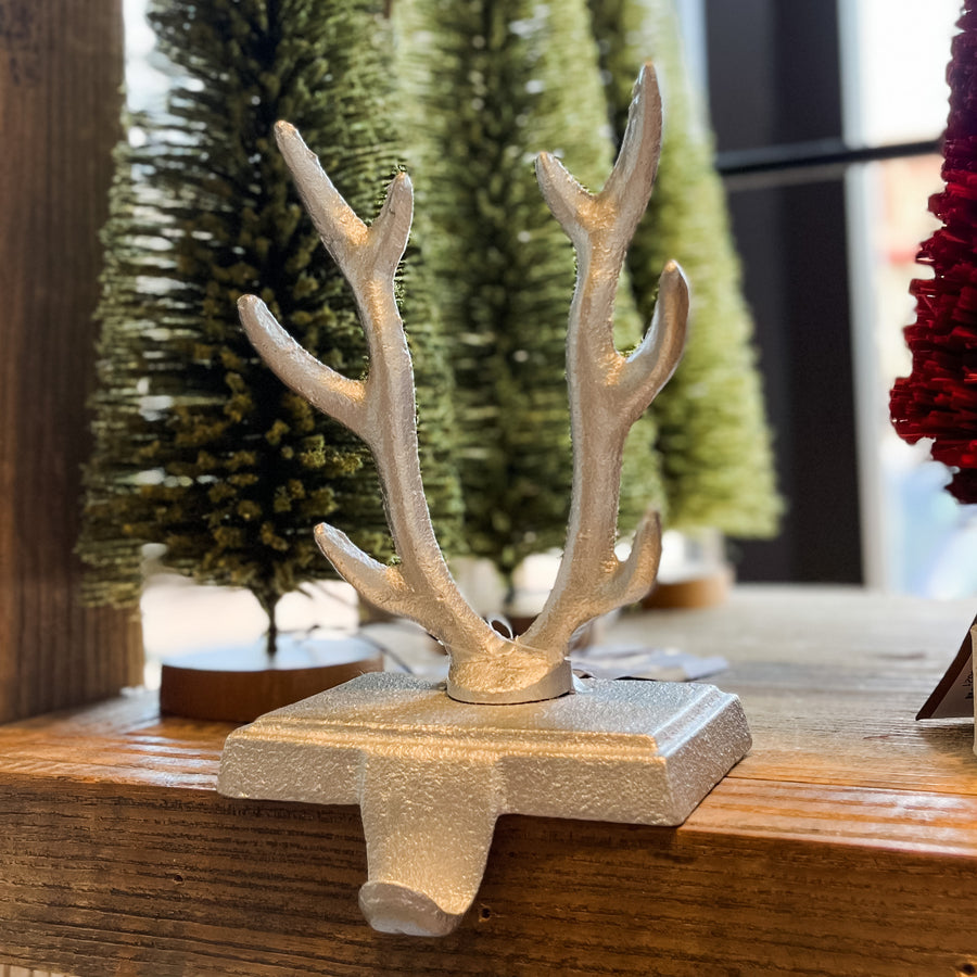 Silver Metal Antler Stocking Holder 6.75"