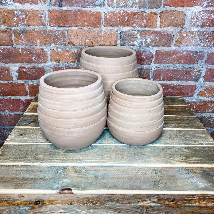 Wide Ribbed Terracotta Pot