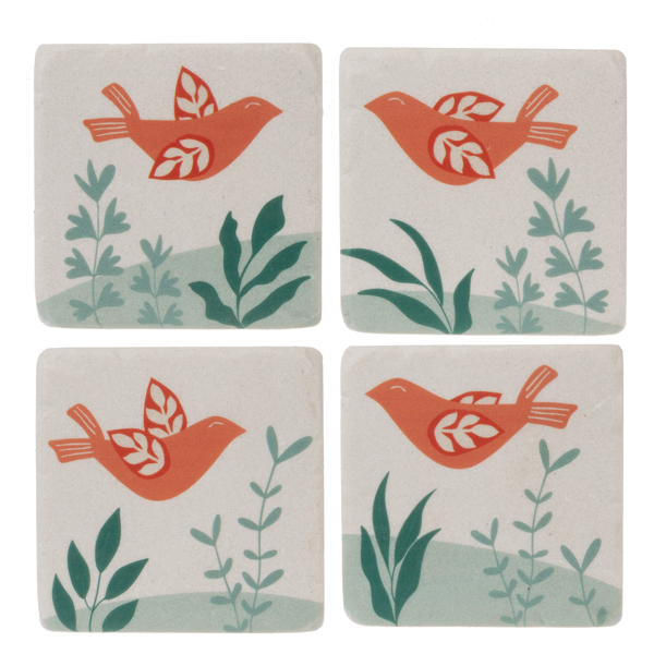 Terracotta Bird Coaster (4 pc. set)