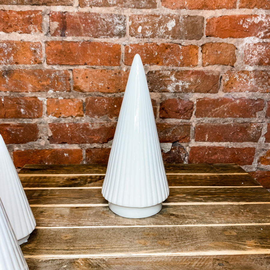 Matte White Ceramic Ribbed Christmas Tree