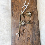 Metal Letter Orn w/ Flowers & Leaves 5.5”