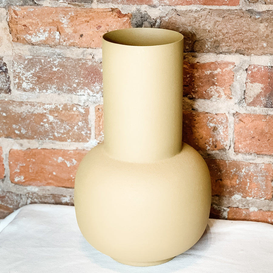 Matte Mustard Metal Bubble Bottom Vase