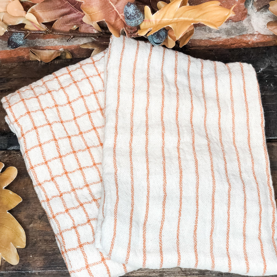 Natural & Rust Cotton Tea Towel 28”x18”