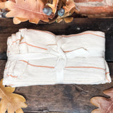Rust & Natural Stripe/Grid Cloth Napkins 18”