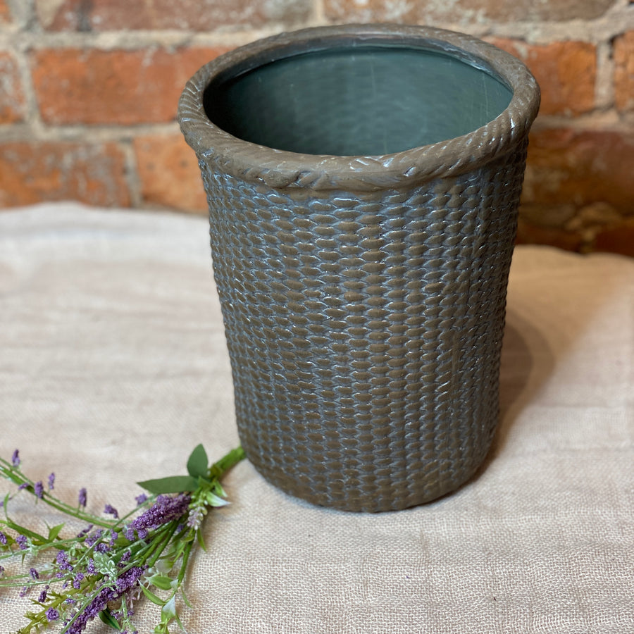 Brown Basket Weave Pot, Medium