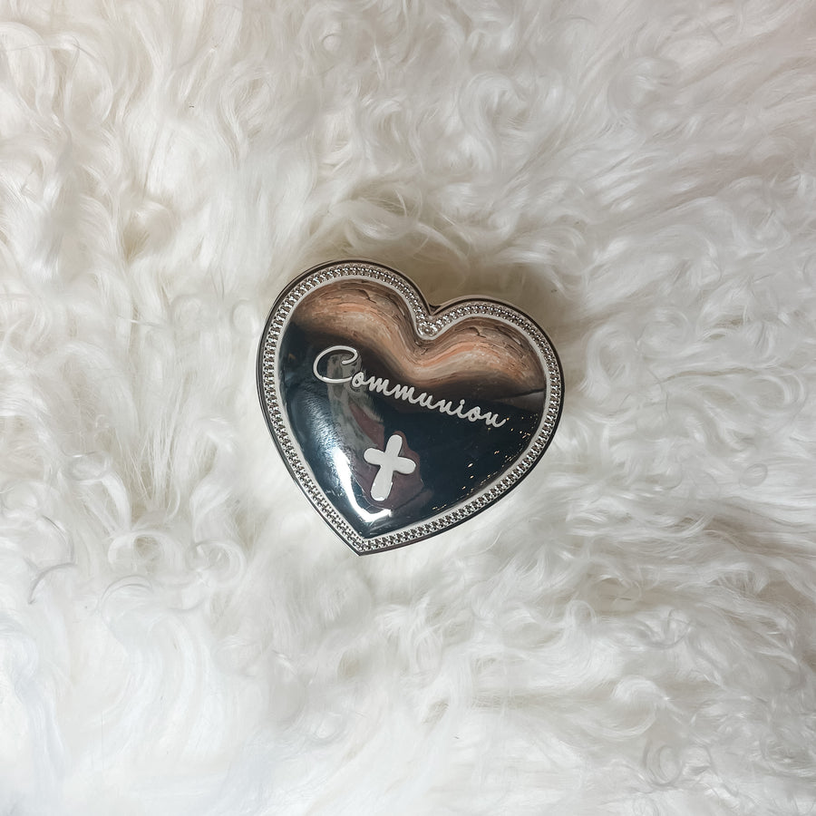 Silver Heart Communion Box 2.5"
